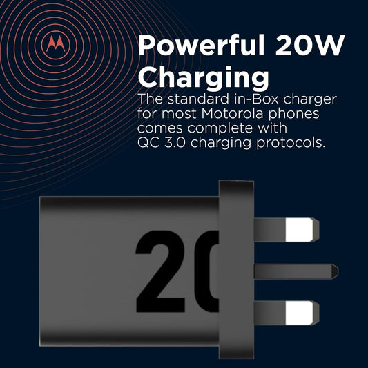 Motorola TurboPower 20W QC 3.0 Wall Charger with 1m USB-C Cable – Black Mobile Arcade Ltd