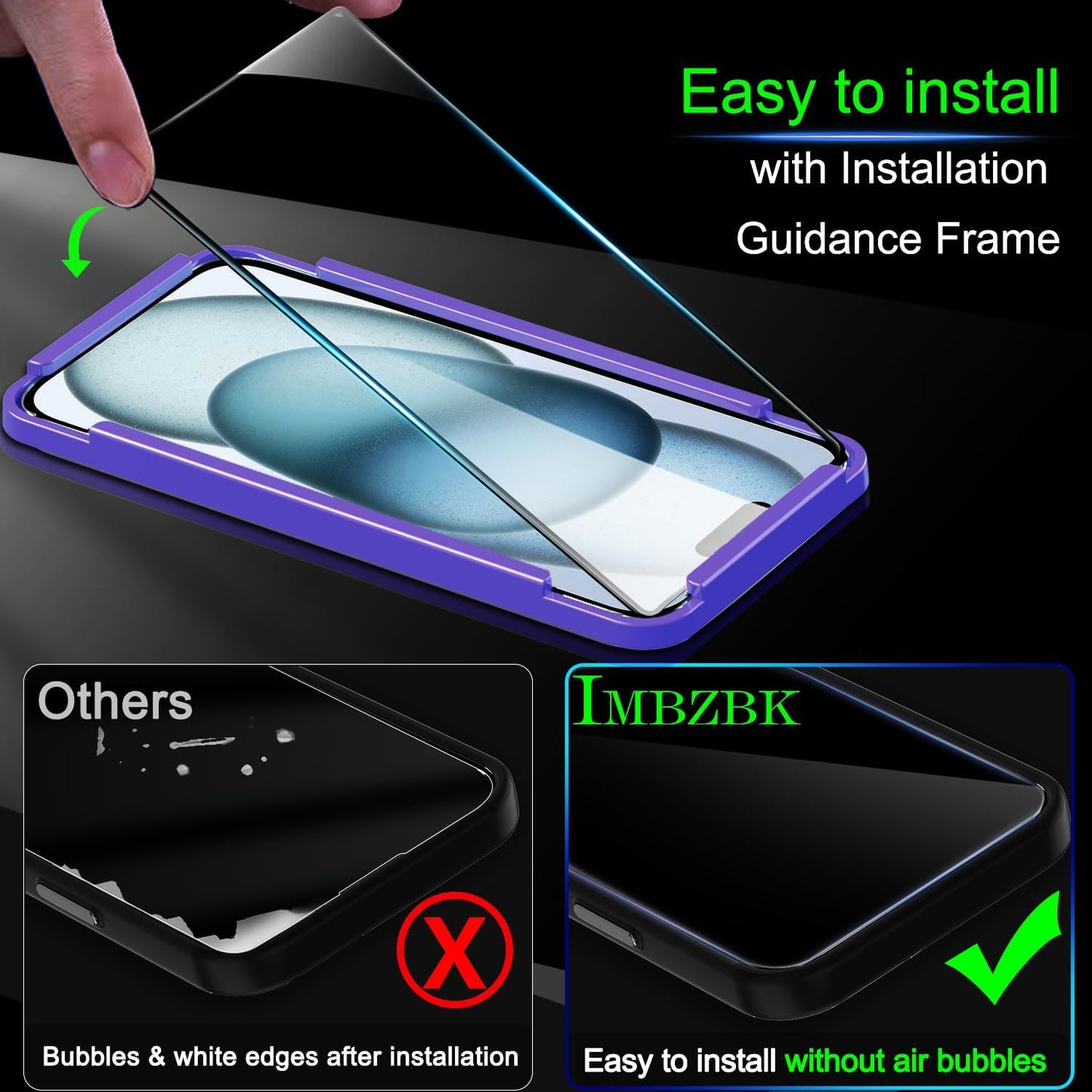3-Pack Tempered Glass Screen & Camera Protector for iPhone 15, Full Coverage Mobile Arcade Ltd