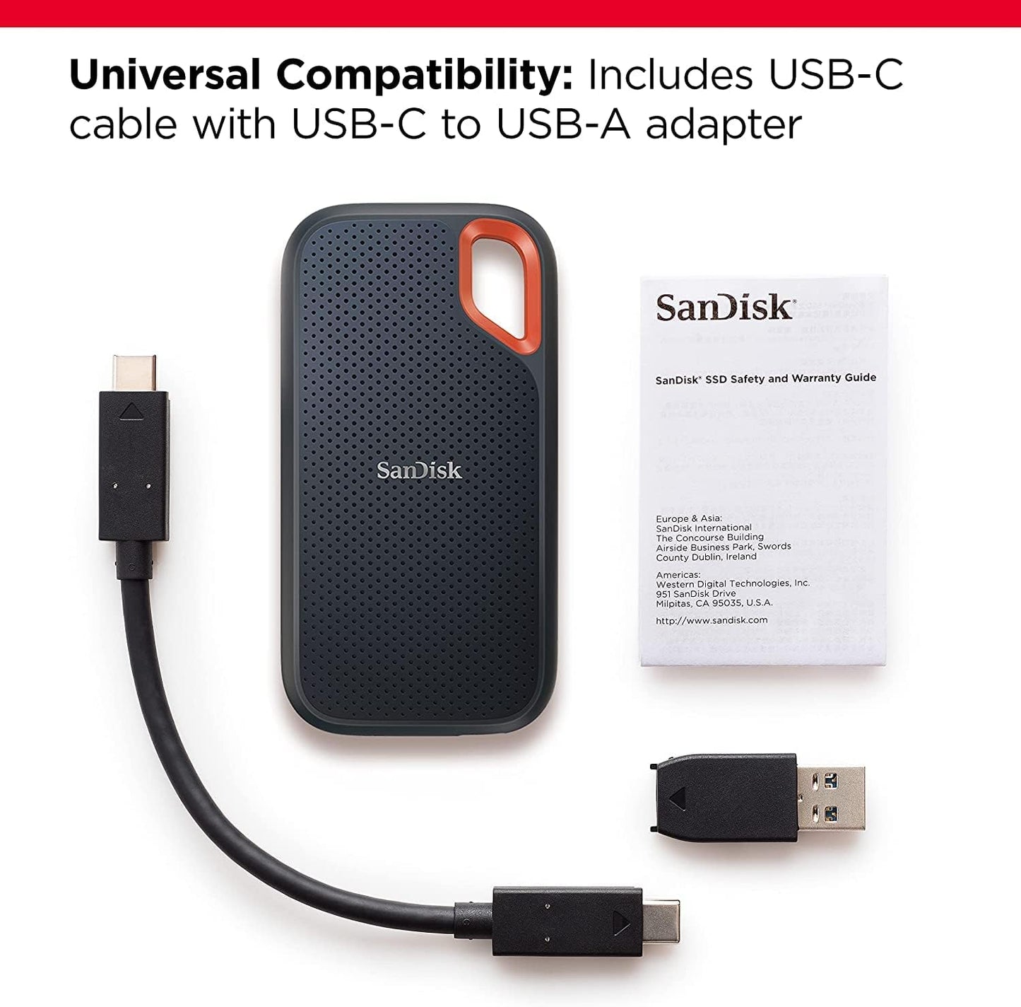 SanDisk Extreme 1TB Portable SSD USB-C NVMe IP65 Rugged External Drive - Black Mobile Arcade Ltd