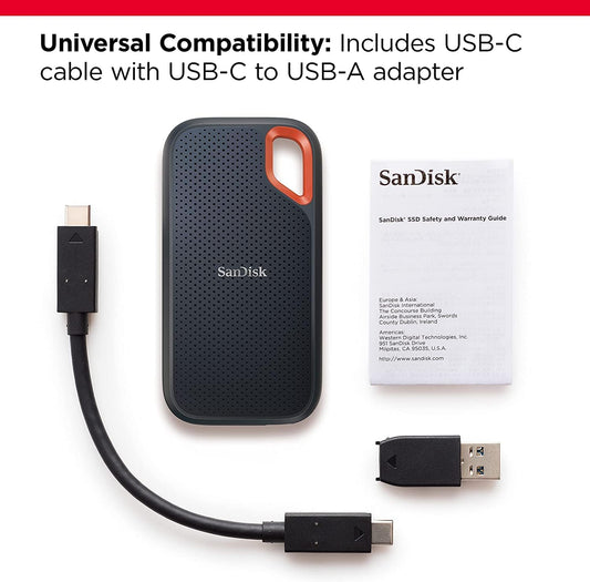 SanDisk Extreme Portable 1TB SSD USB-C NVMe – 1050MB/s, IP65 Dust & Water Resistant Mobile Arcade Ltd