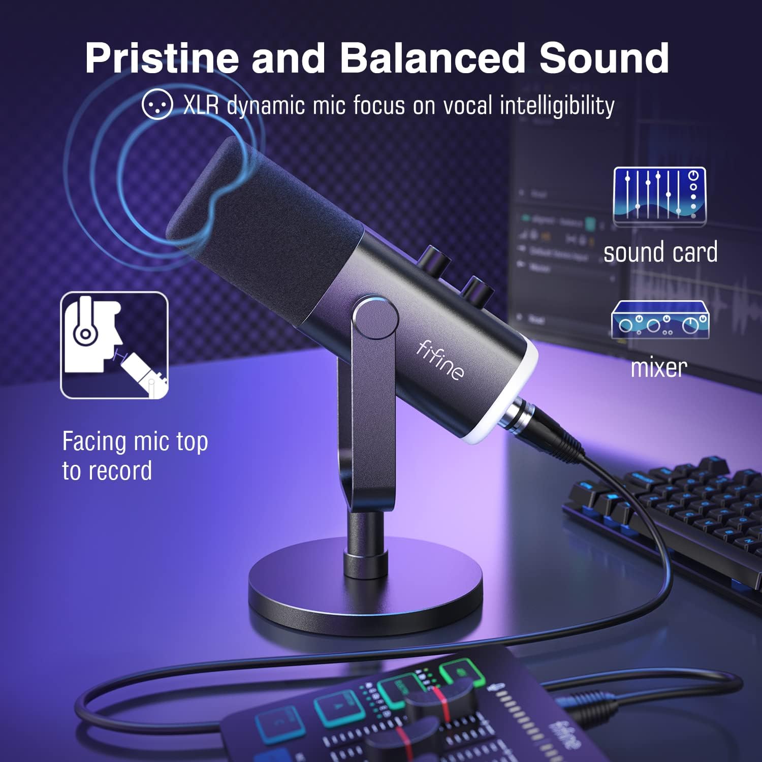 FIFINE AM8 USB/XLR Gaming Microphone with RGB, Mute, Gain & Monitoring Mobile Arcade Ltd