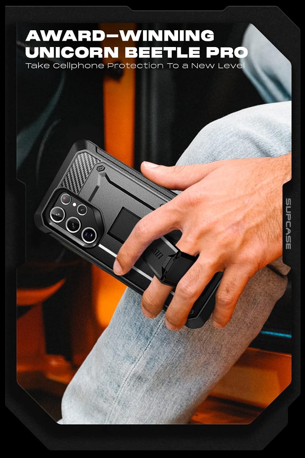 Galaxy S22 Ultra Case Unicorn Beetle Pro Black Rugged Kickstand Belt Clip Mobile Arcade Ltd