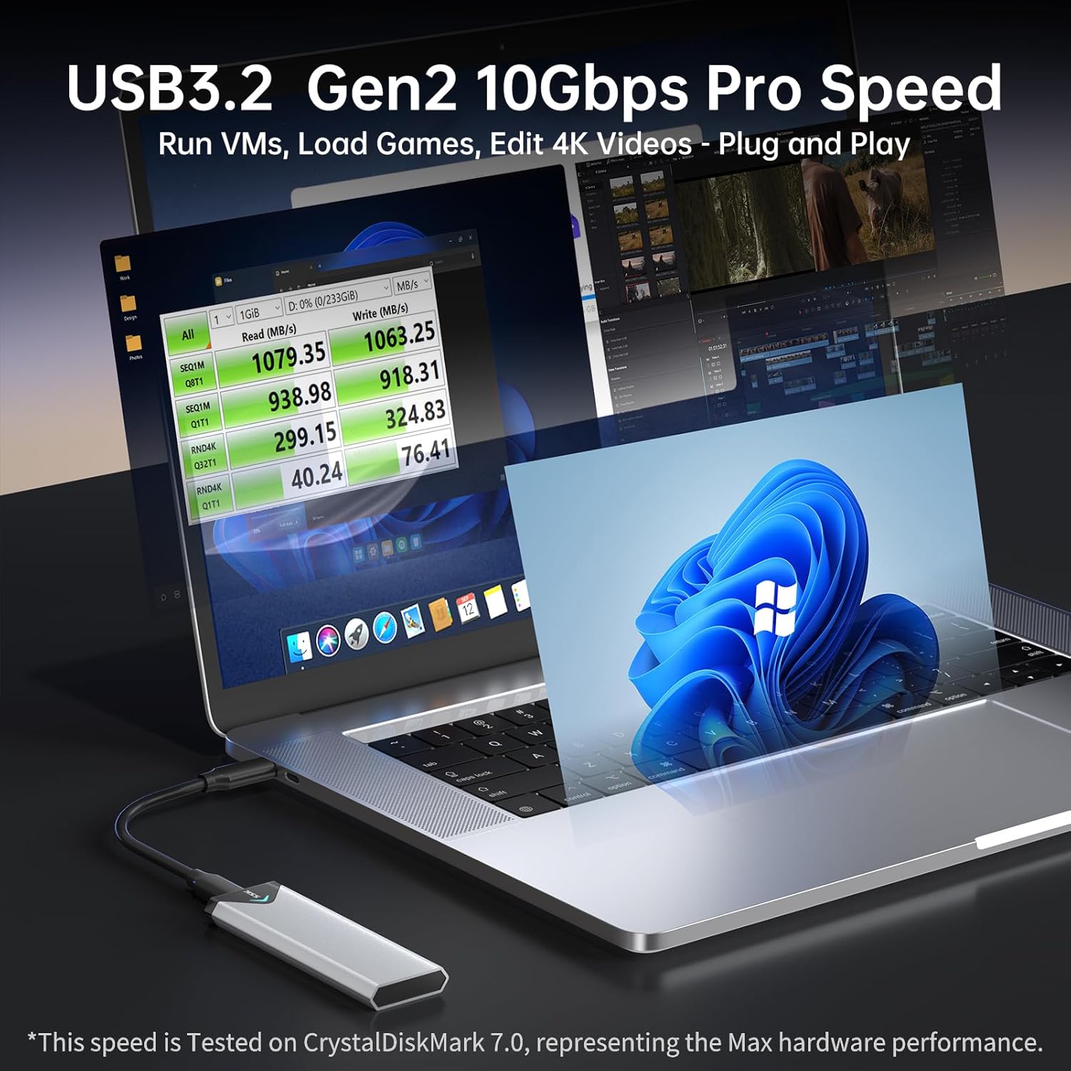 SSK Aluminum M.2 SSD Enclosure USB 3.2 Gen 2 10Gbps for NVMe & SATA SSDs 2242/2260/2280 Mobile Arcade Ltd