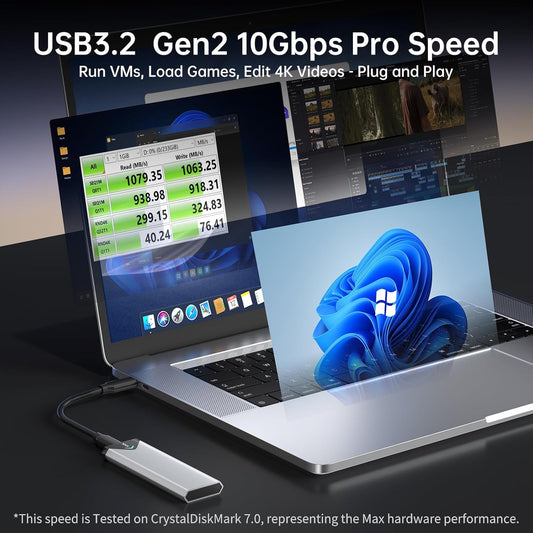 SSK Aluminum M.2 SSD Enclosure USB 3.2 Gen 2 10Gbps for NVMe & SATA SSDs 2242/2260/2280 Mobile Arcade Ltd