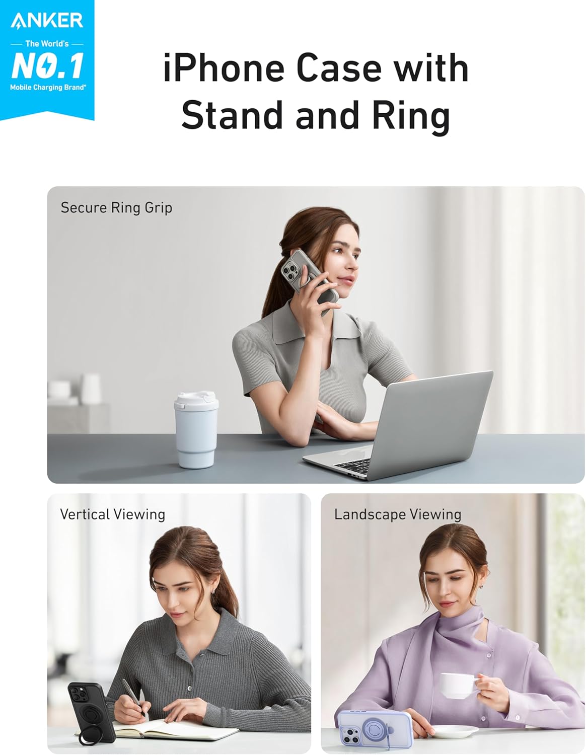 iPhone 16 Pro MagSafe Ring Stand Case Black Shockproof Grip Kickstand Cover Mobile Arcade Ltd