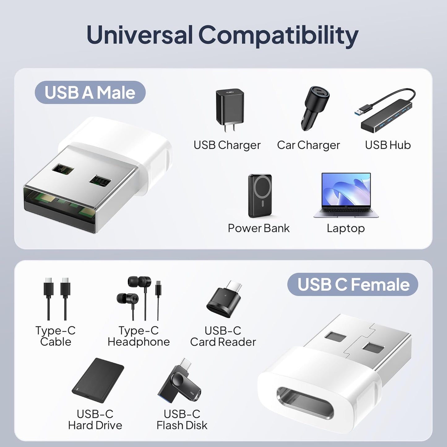 3-Pack USB to USB-C Adapter for iPhone 16/15/14, iPad, AirPods, Galaxy, More Mobile Arcade Ltd