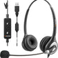 Wantek 602NUSB Headset Noise Canceling Mic USB for Call Center Office Laptop

