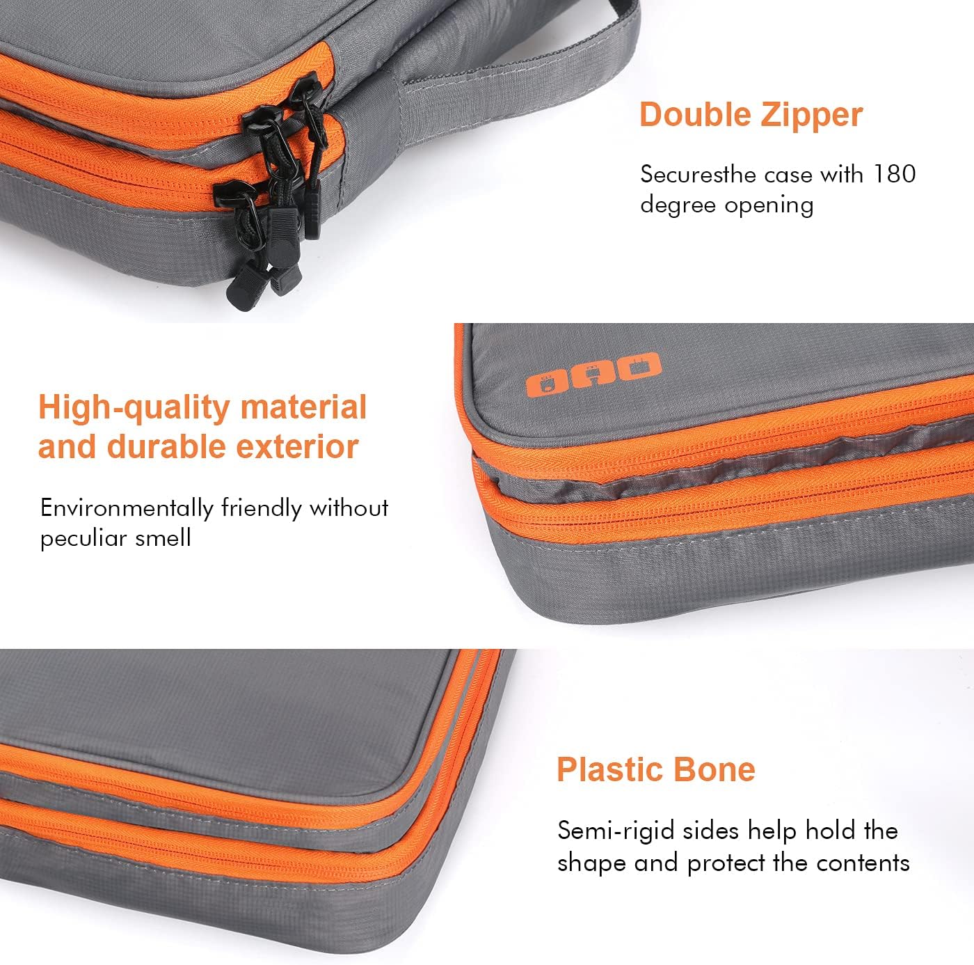 Large Travel Electronics Organizer Bag, Waterproof Cable & Gadget Storage, Grey Mobile Arcade Ltd