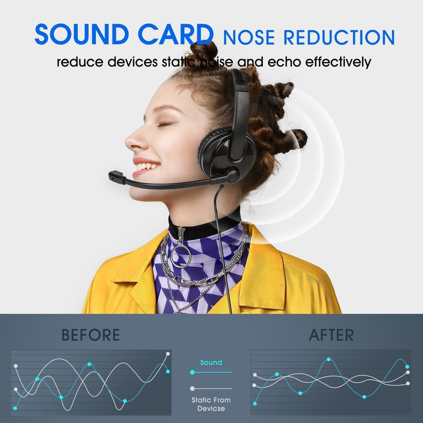 USB Headset with Microphone for PC & Laptop Noise Cancelling, Wired, 2.5M Mobile Arcade Ltd