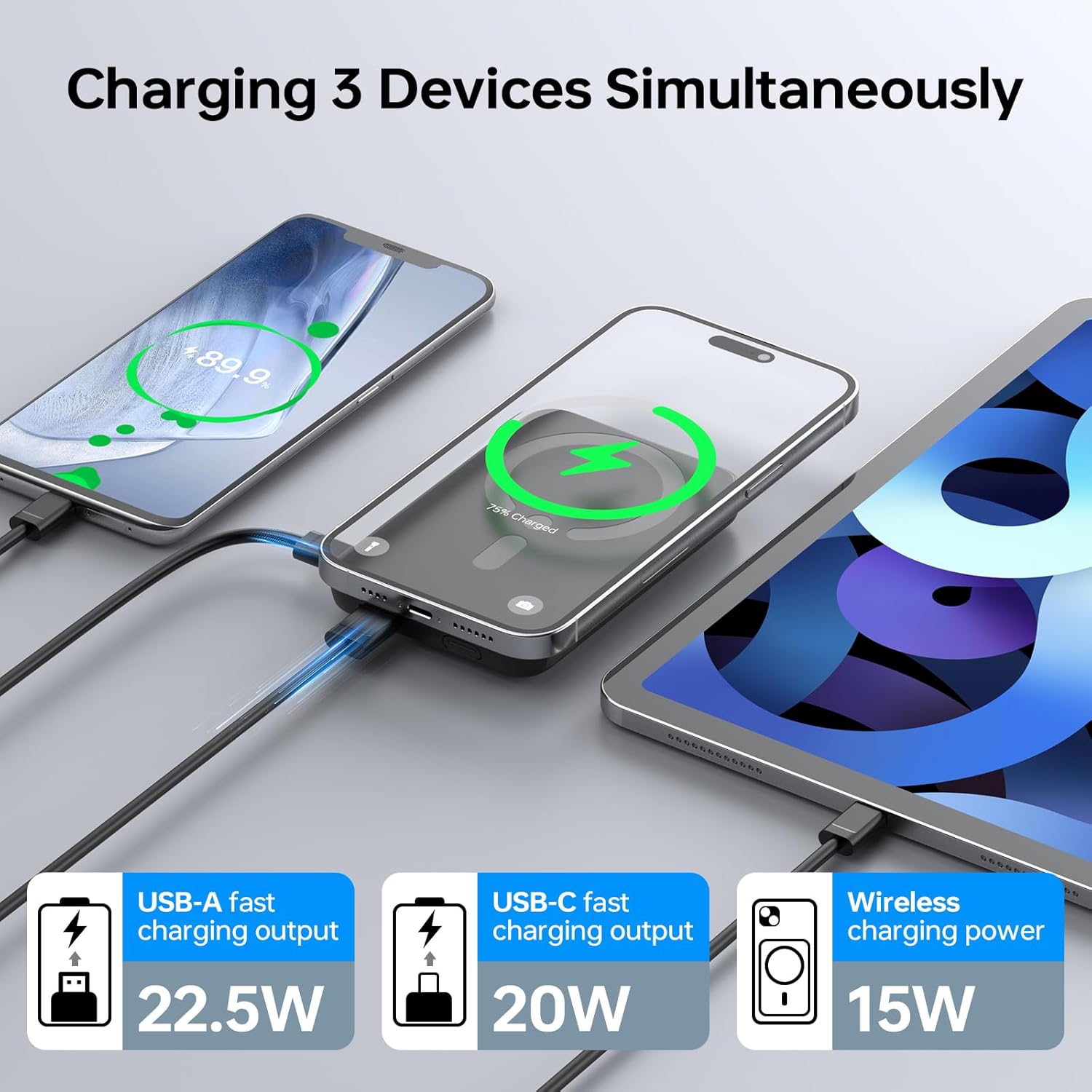 MagSafe Power Bank 12000mAh, 22.5W Fast Charger with USB-C & LED Display Mobile Arcade Ltd