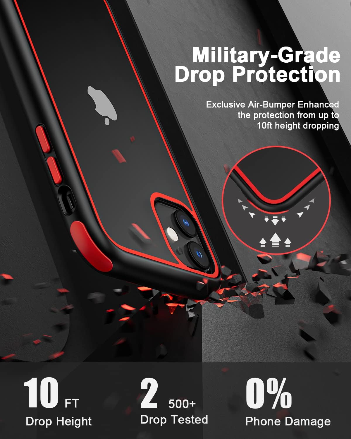 iPhone 11 Case Black Red Ultra Thin Hybrid Shockproof TPU Bumper Cover Mobile Arcade Ltd