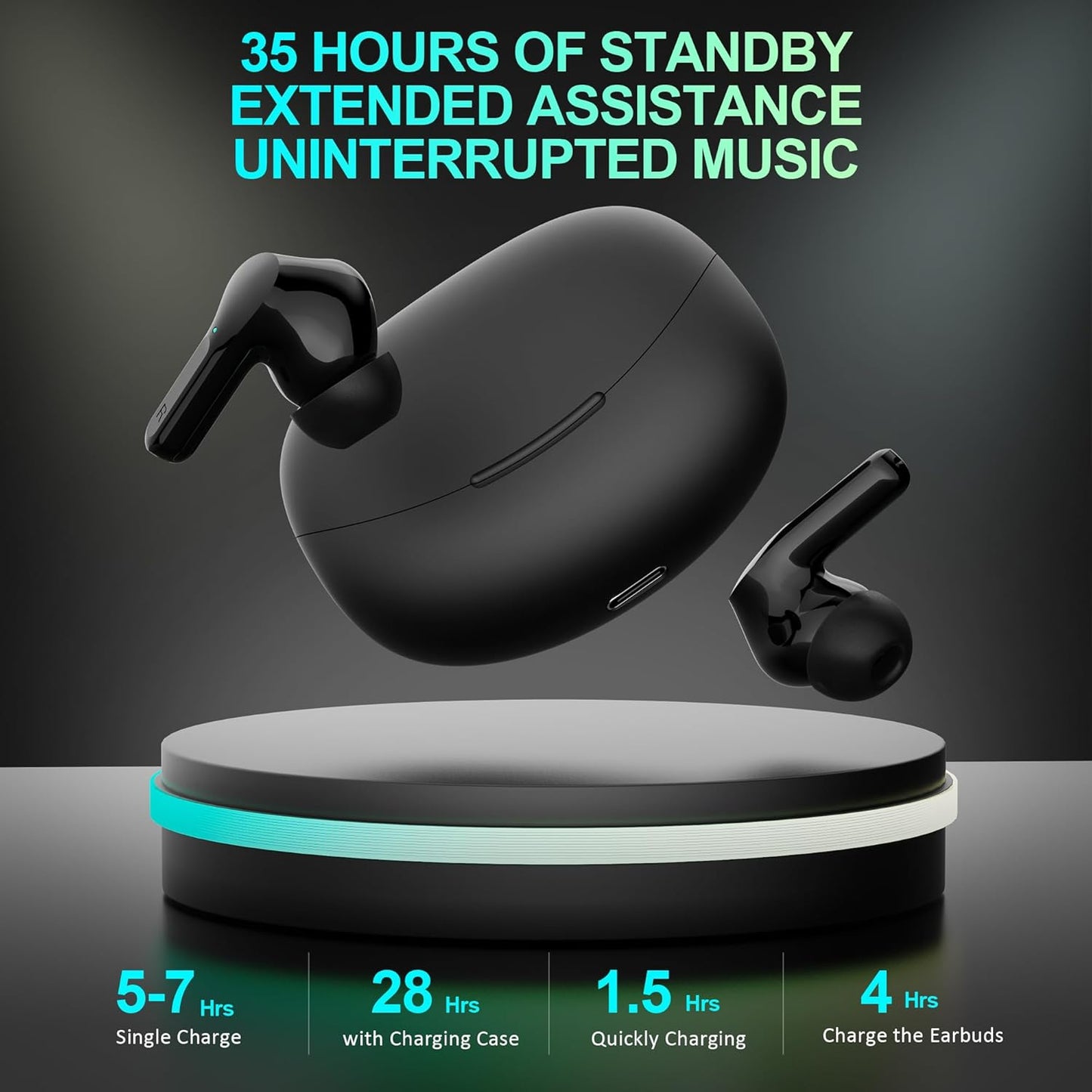 Wireless Earbuds Bluetooth 5.3 Earphones Hi-Fi Stereo Bass 35H Playtime Mic Mobile Arcade Ltd