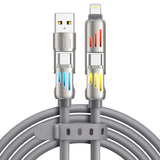 4 in 1 Multi Charger Cable 240W Fast Charging RGB LED USB C Lightning 1.2M Mobile Arcade Ltd