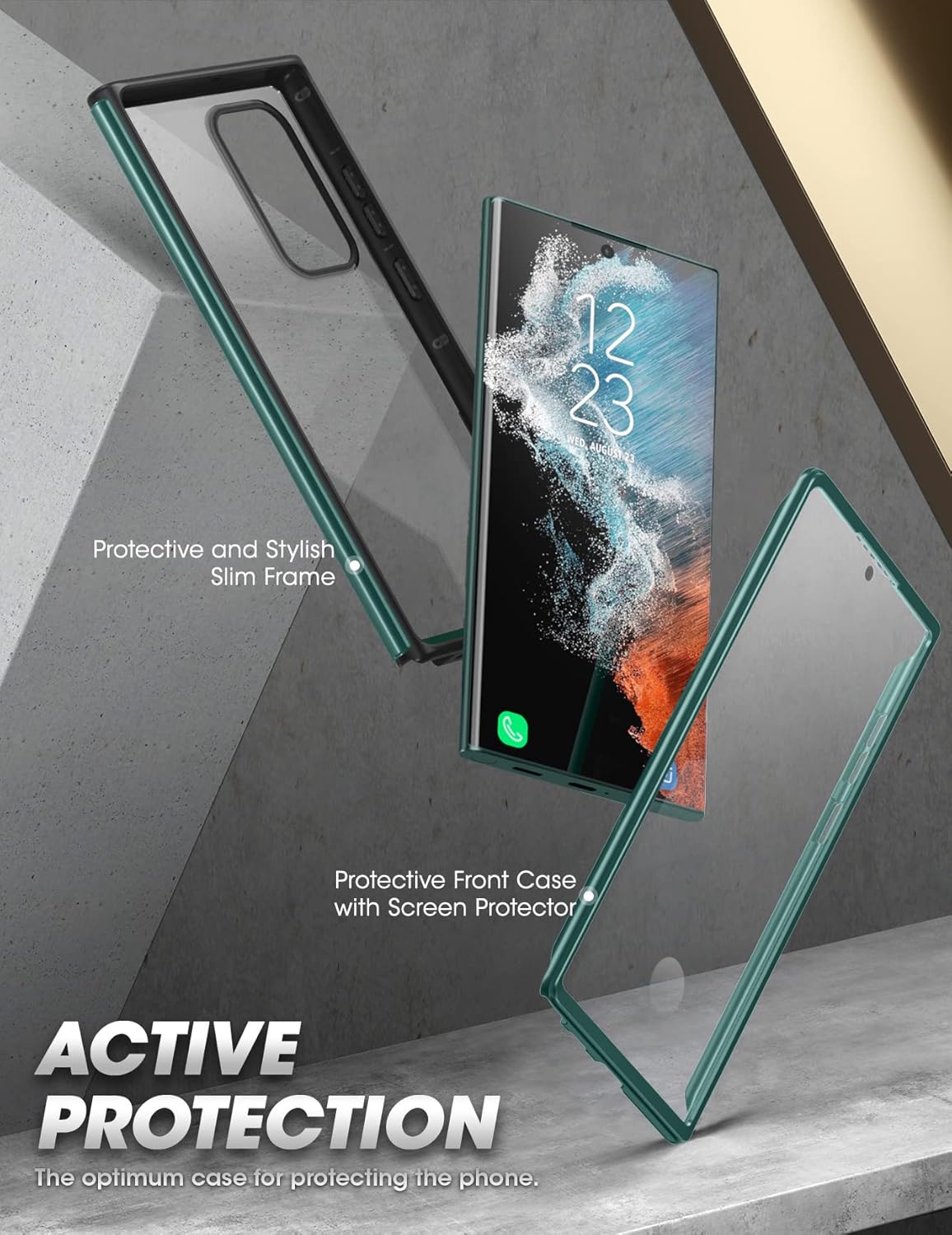 Galaxy S22 Ultra Case Edge Pro Peacock 360° Rugged Bumper + Screen Protector Mobile Arcade Ltd