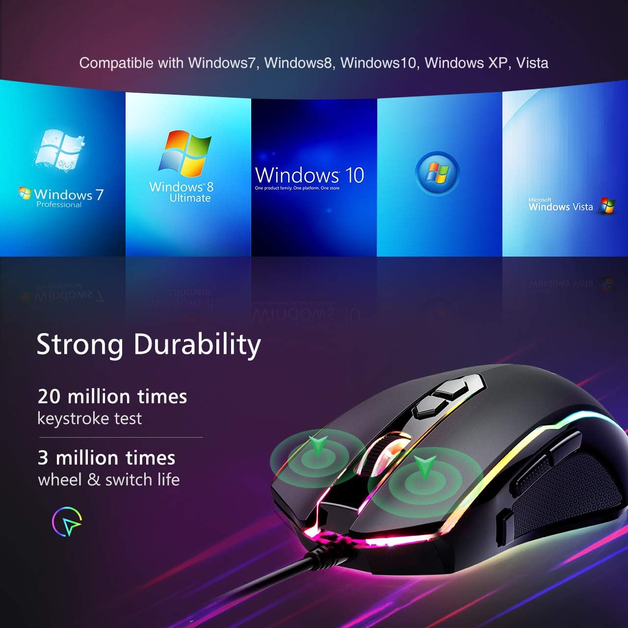 RGB Gaming Mouse Wired – 8 Programmable Buttons, 7200 DPI, Chroma Backlit – Black Mobile Arcade Ltd