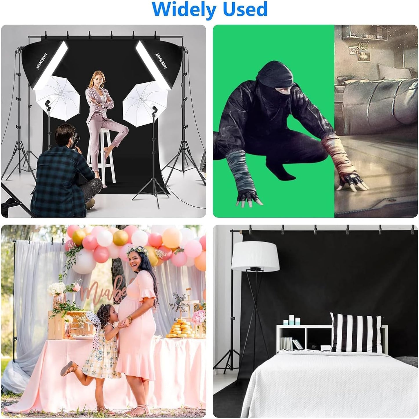 NEEWER Photography Lighting Kit – 8.5x10ft Backdrop Stand, LED Softbox, 800W Eq Mobile Arcade Ltd