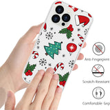 iPhone 16 Pro Max Xmas Case Cute Candy Cane Clear Soft Shockproof Cover