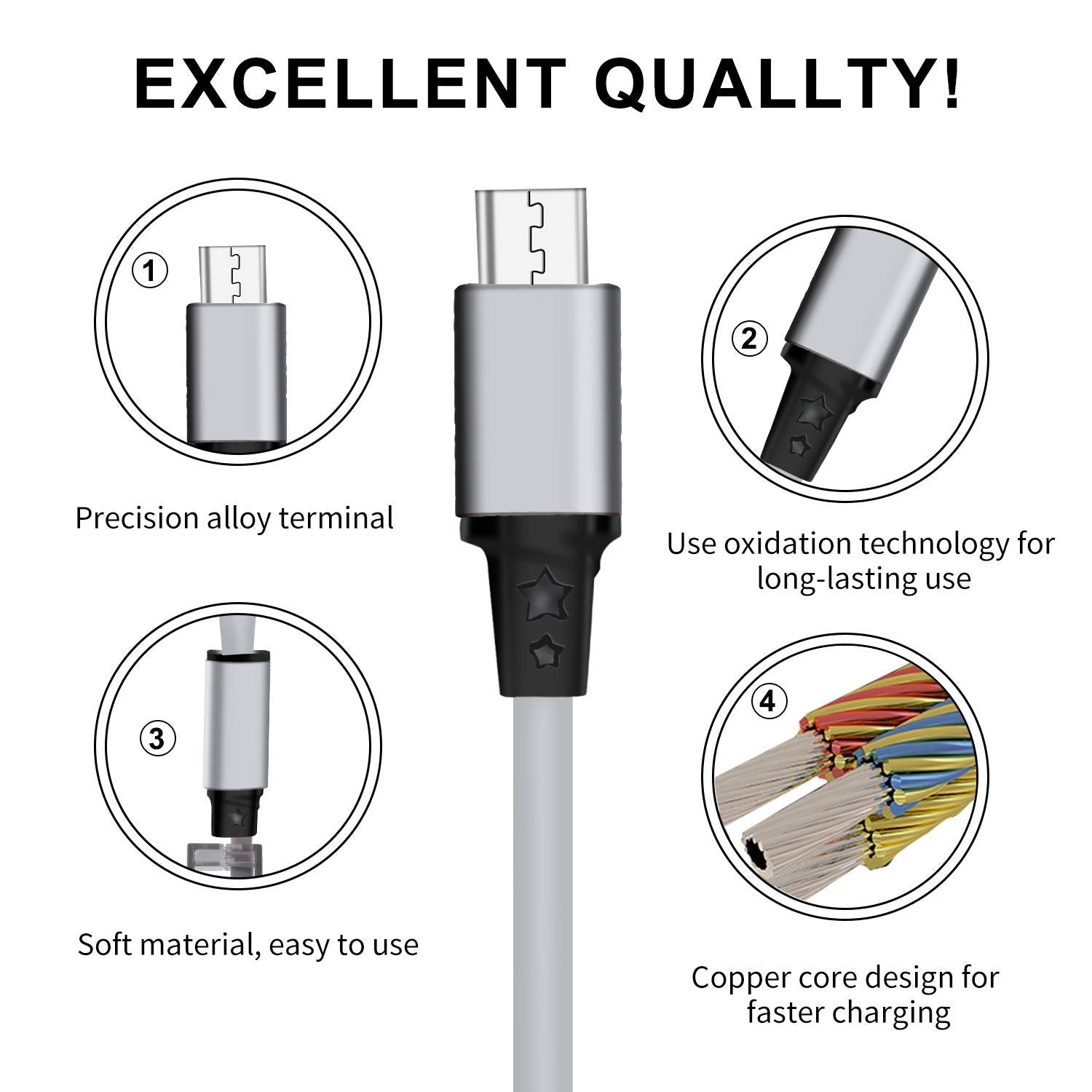 Multi 4 in 1 Retractable Charging Cable - 1m, Fast Phone Charger Cables, Type C Mobile Arcade Ltd