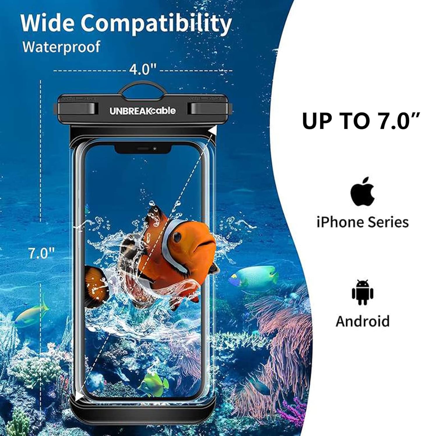 2-Pack IPX8 Waterproof Phone Pouch, Universal Dry Bag for iPhone & Samsung, Black Mobile Arcade Ltd