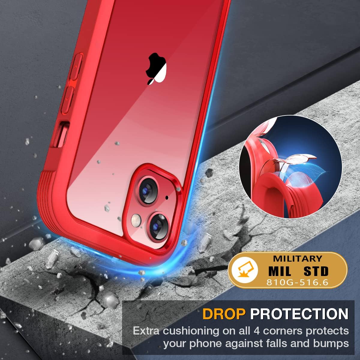iPhone 13 Case 6.1" Red Full Body with Glass Screen Protector Cover Mobile Arcade Ltd