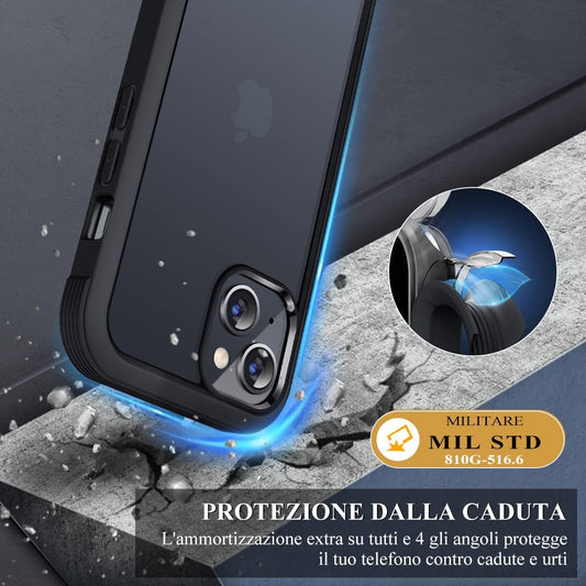 iPhone 13 Case 6.1" Matte Black Full Body with Glass Screen Protector Mobile Arcade Ltd