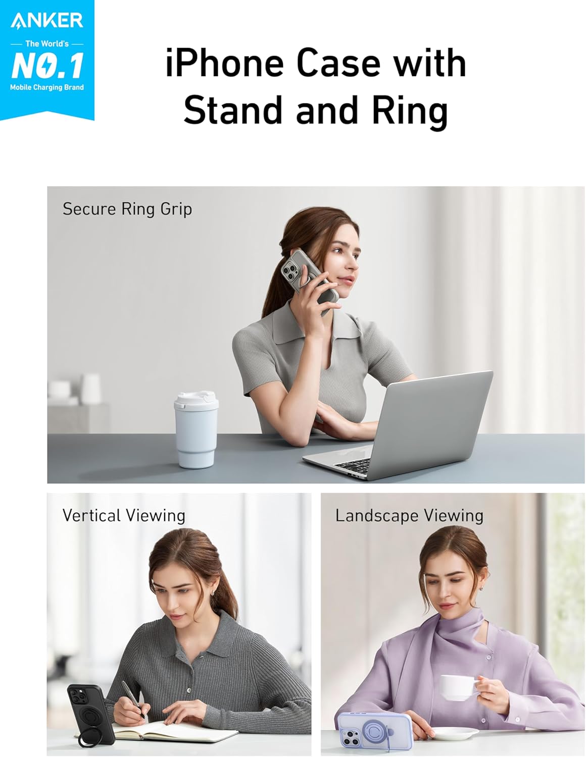 iPhone 14 MagSafe Case with 360° Ring Stand Shockproof Slim Cover Black Mobile Arcade Ltd