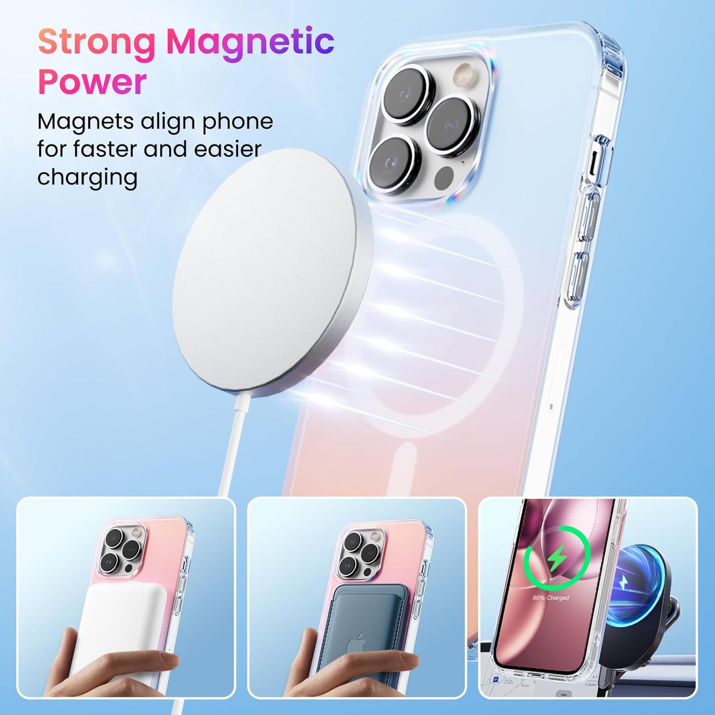 iPhone 13 Pro MagSafe Case Sunset Iridescent Shockproof Magnetic Cover 6.1" Mobile Arcade Ltd