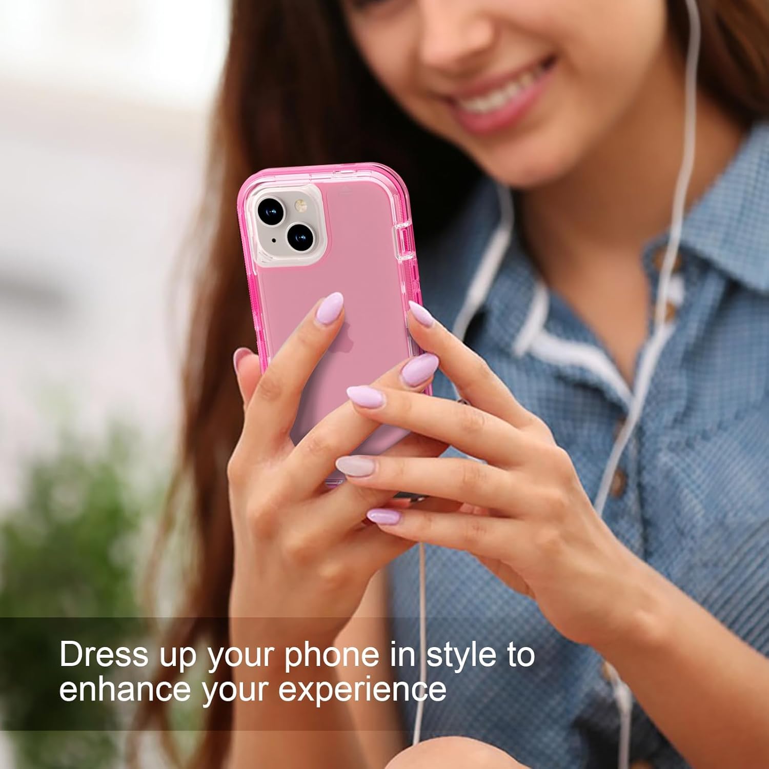 iPhone 15 Case Crystal Pink Heavy Duty Shockproof 2-Layer Clear Protective Mobile Arcade Ltd