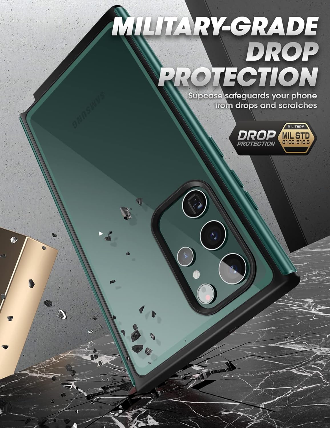 Galaxy S22 Ultra Case Edge Pro Peacock 360° Rugged Bumper + Screen Protector Mobile Arcade Ltd