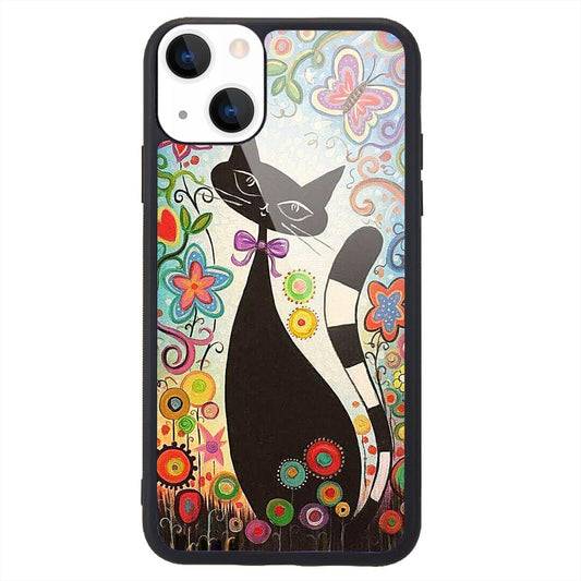 iPhone 13 Case Cute Colorful Cat Design Soft Bumper Hard Back Cover 6.1"