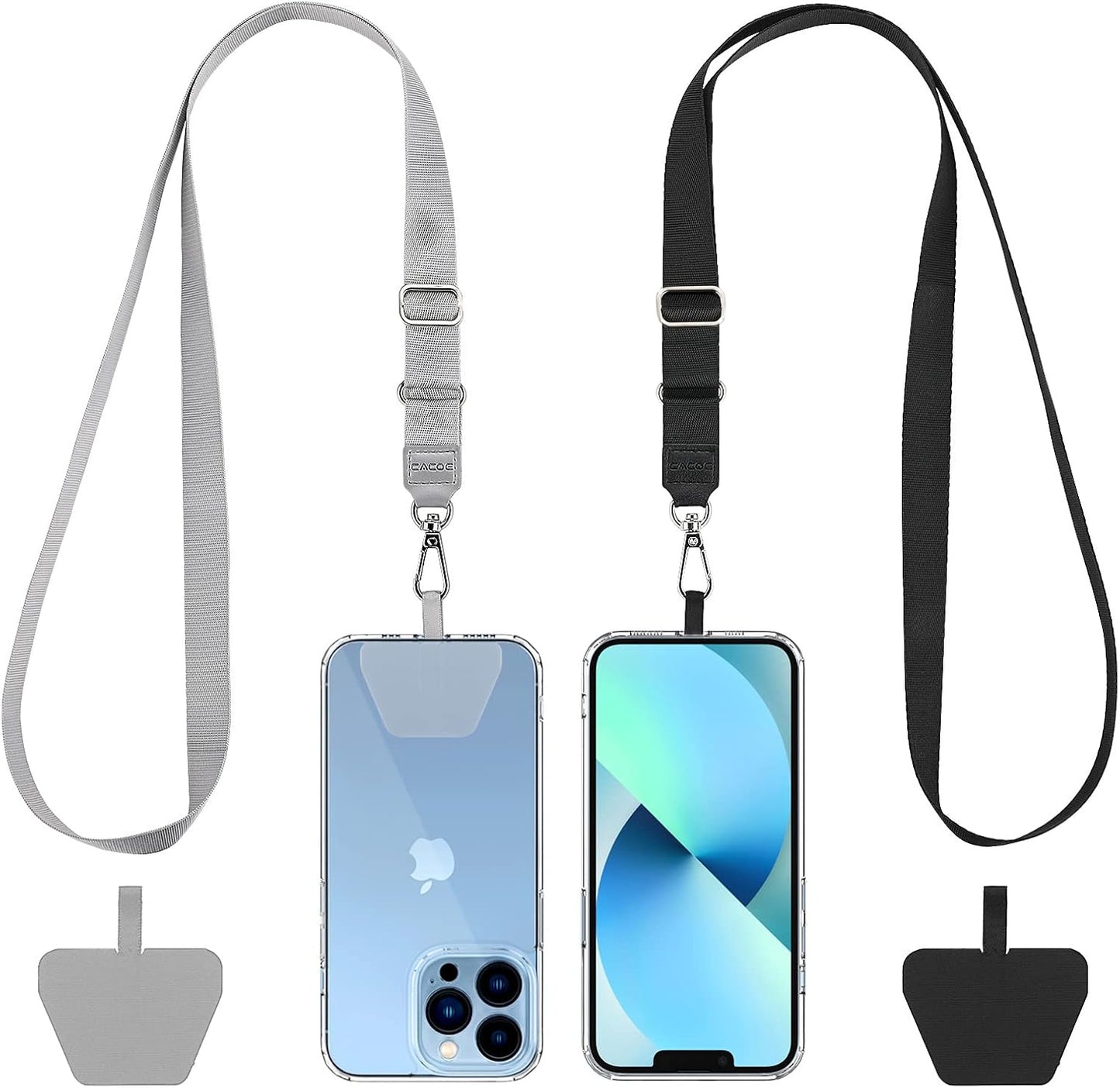 Universal Mobile Phone Chain – Adjustable Lanyard Strap with 2 Patches (2 Pack)