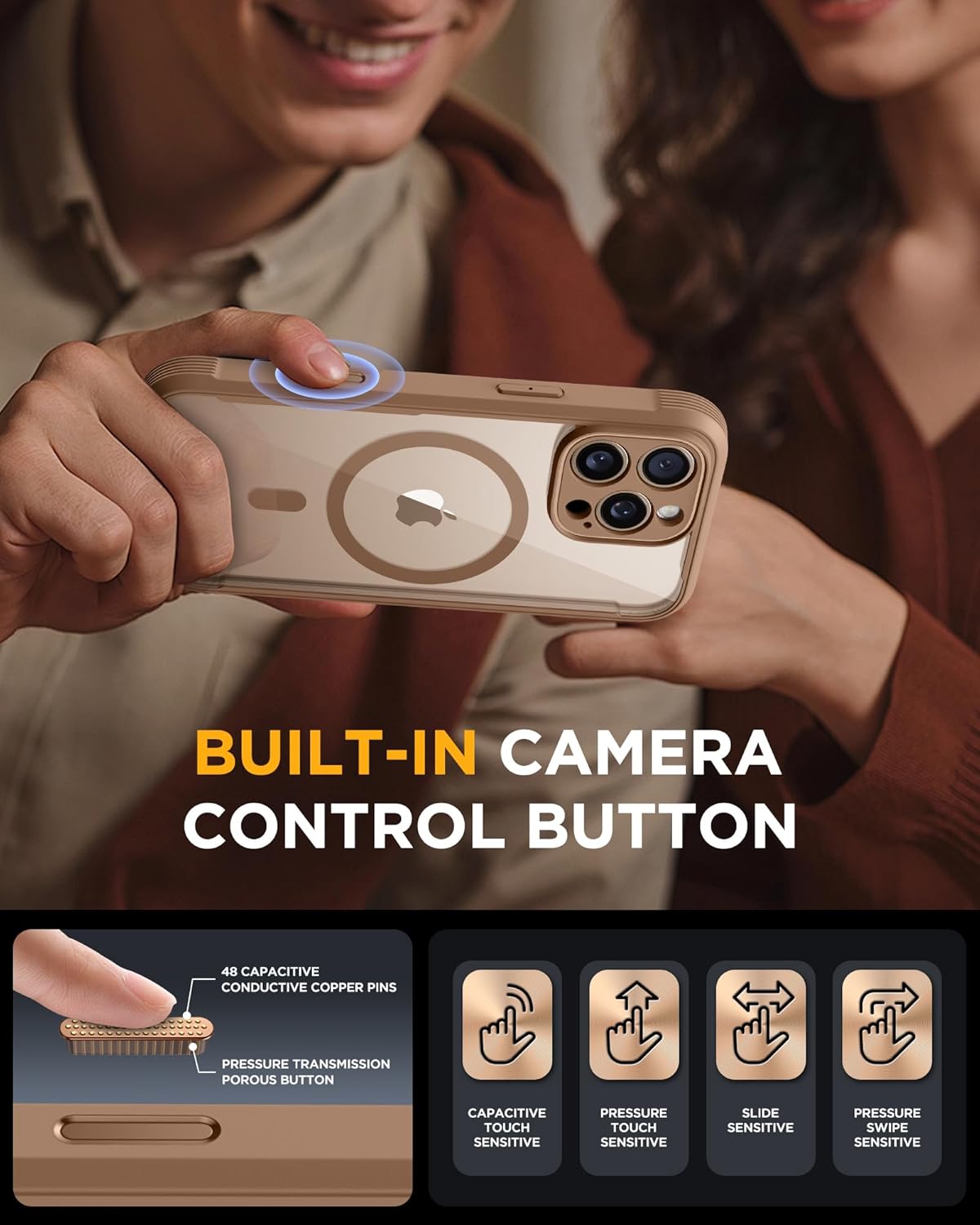 iPhone 16 Pro Max Case MagSafe Glass + Camera Button Full Body Desert Titanium Mobile Arcade Ltd