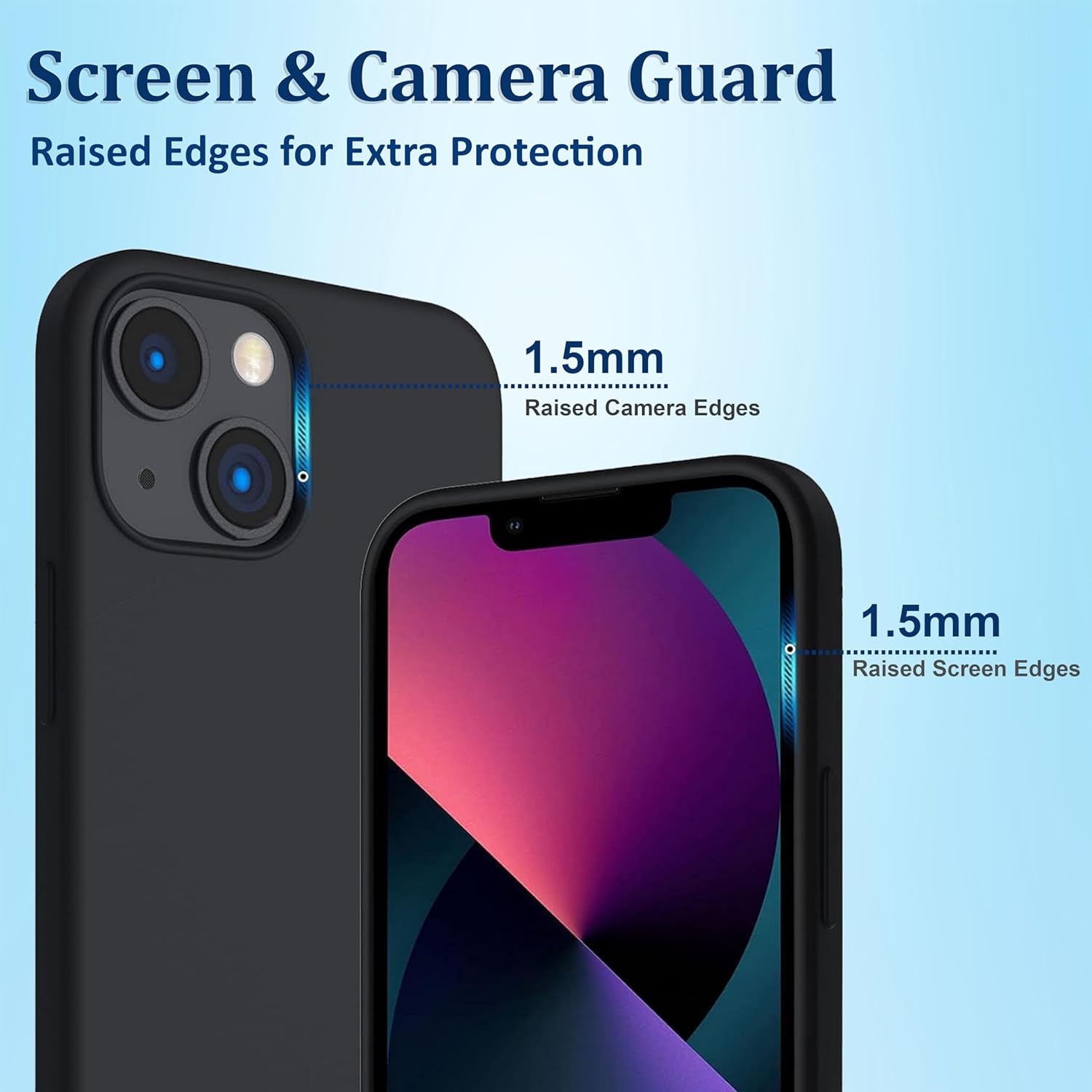 iPhone 13 Case Black Gel Rubber Shockproof Full Body Drop Protection Cover Mobile Arcade Ltd