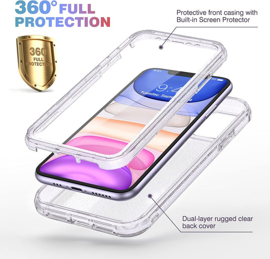 iPhone 11 Rugged Case Clear Full Body with Built-in Screen Protector TPU Cover Mobile Arcade Ltd