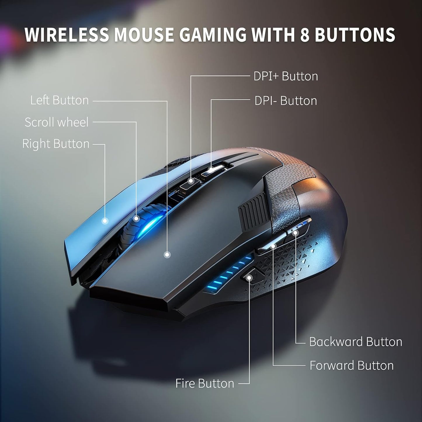 TECKNET Wireless Gaming Mouse 4800 DPI, 8 Buttons, USB Nano Receiver Mobile Arcade Ltd