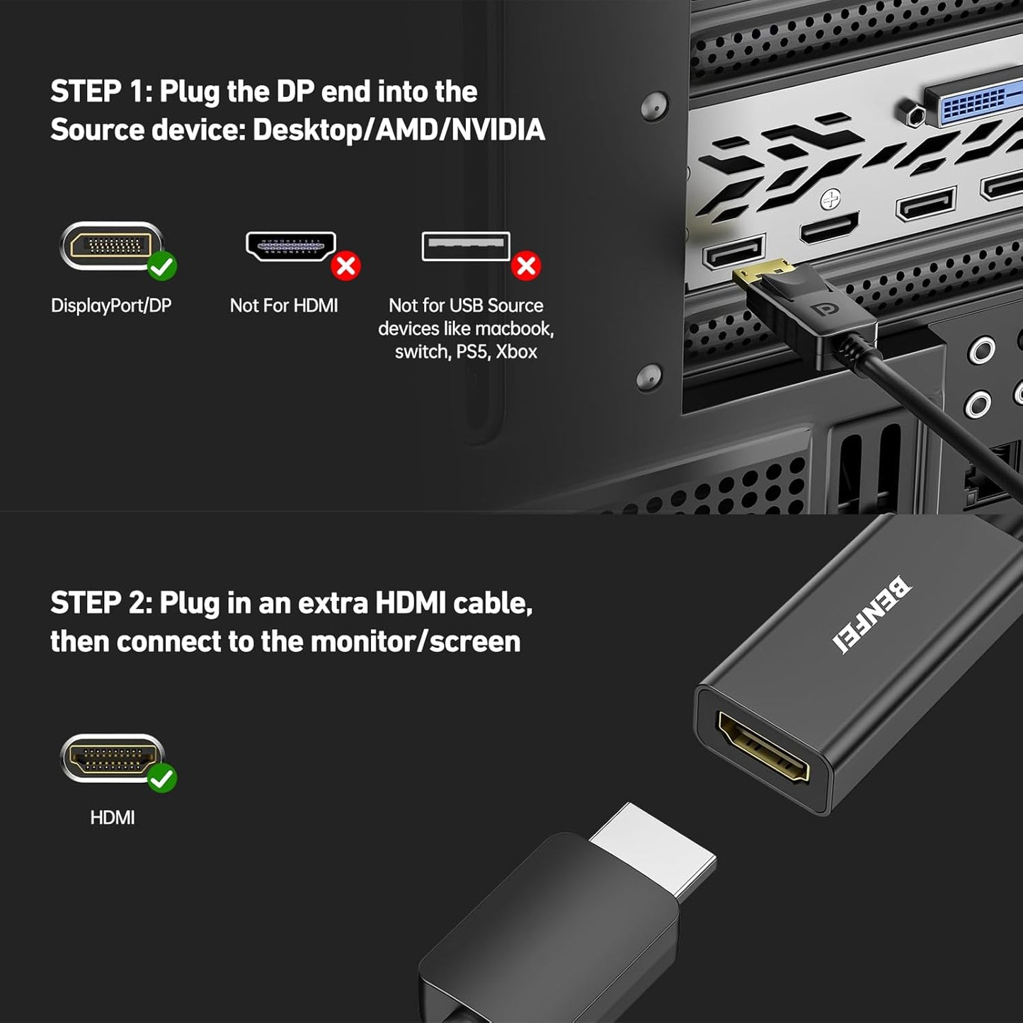 DisplayPort to HDMI Adapter Male to Female Converter with Audio Support Mobile Arcade Ltd