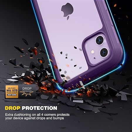 iPhone 11 Case Purple 360° Full Body with Built-in Screen Protector Clear TPU Mobile Arcade Ltd