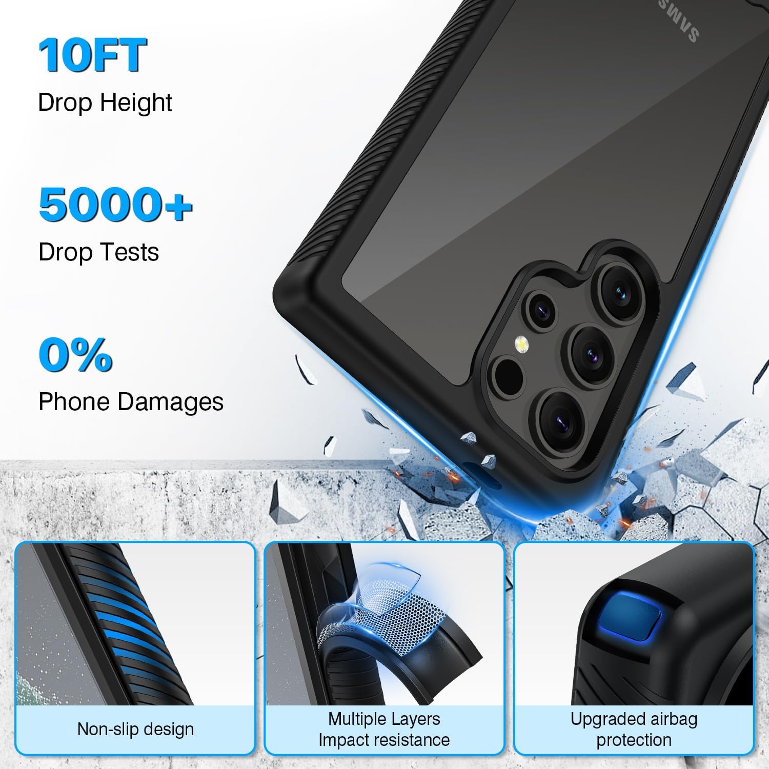 Galaxy S24 Ultra Case Black 360° Rugged Shockproof w/ Screen Protector Cover Mobile Arcade Ltd