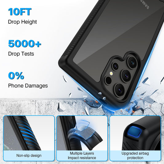 Galaxy S24 Ultra Case Black 360° Rugged Shockproof w/ Screen Protector Cover Mobile Arcade Ltd
