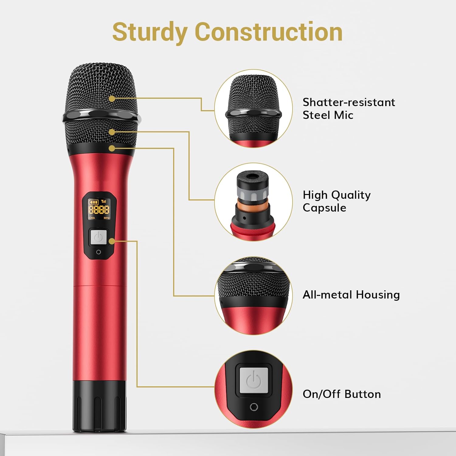 cTONOR TW820 Dual Wireless UHF Microphones System – Handheld Mics for Karaoke Mobile Arcade Ltd