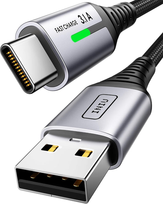 INIU USB-C Cable 2m 3.1A Fast Charging Braided USB-A to USB-C for iPhone & Android