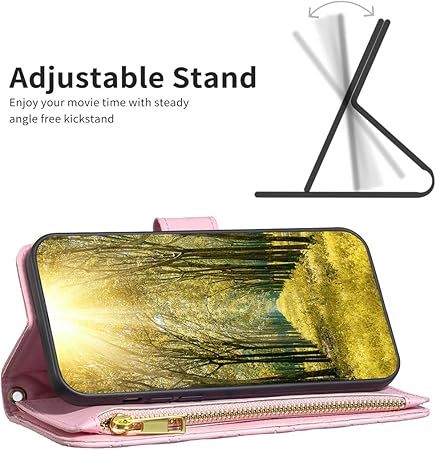 iPhone XS Max Wallet Case Pink Zipper Flip Leather Card Holder Stand Cover Mobile Arcade Ltd