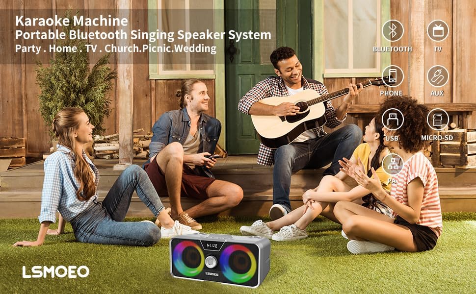 Portable Karaoke Machine with 2 UHF Wireless Mics & Bluetooth Speaker Mobile Arcade Ltd