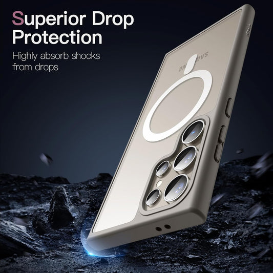 Galaxy S24 Ultra Case MagSafe Compatible Matte Shockproof Cover Titanium Grey Mobile Arcade Ltd