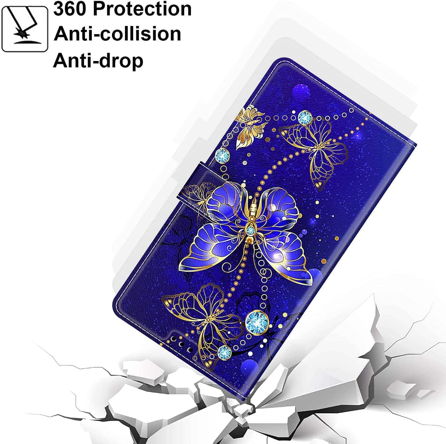 iPhone 15 Wallet Case Butterfly PU Leather Flip Cover Card Holder Stand Mobile Arcade Ltd
