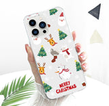 iPhone 15 Pro Xmas Case Cute Christmas Dolls Clear Slim Soft Shockproof Cover