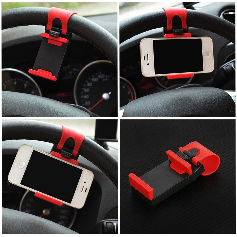 Car Steering Wheel Phone Holder – Clip Mount Cradle for Hands-Free Use
