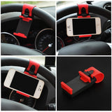 Car Steering Wheel Phone Holder – Clip Mount Cradle for Hands-Free Use