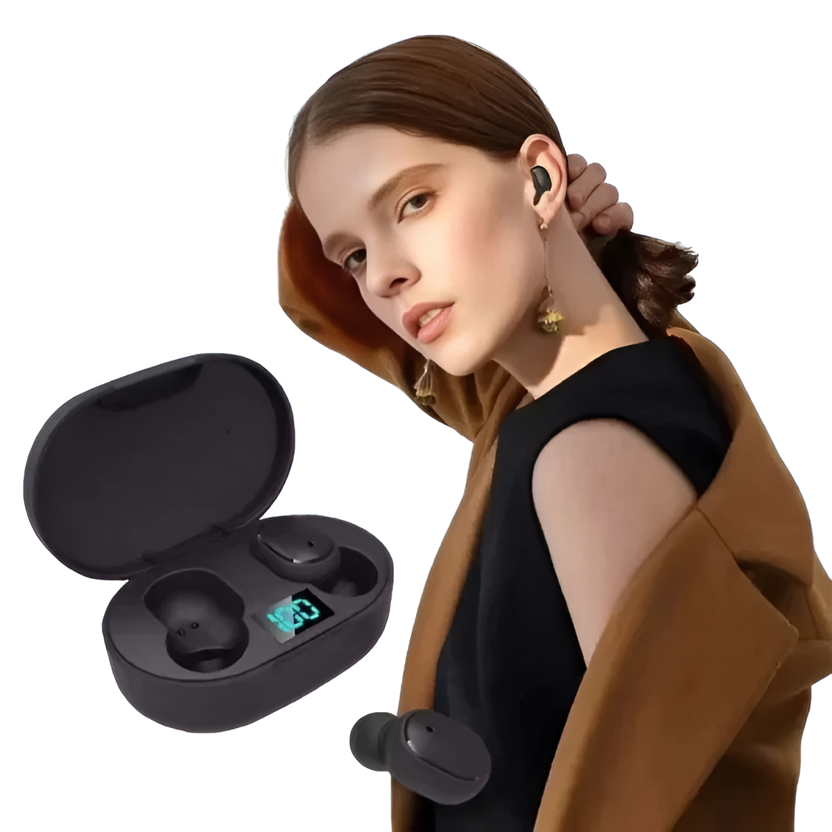 TWS E6S Wireless Bluetooth Earbuds with Mic, Noise Cancelling & LED Case