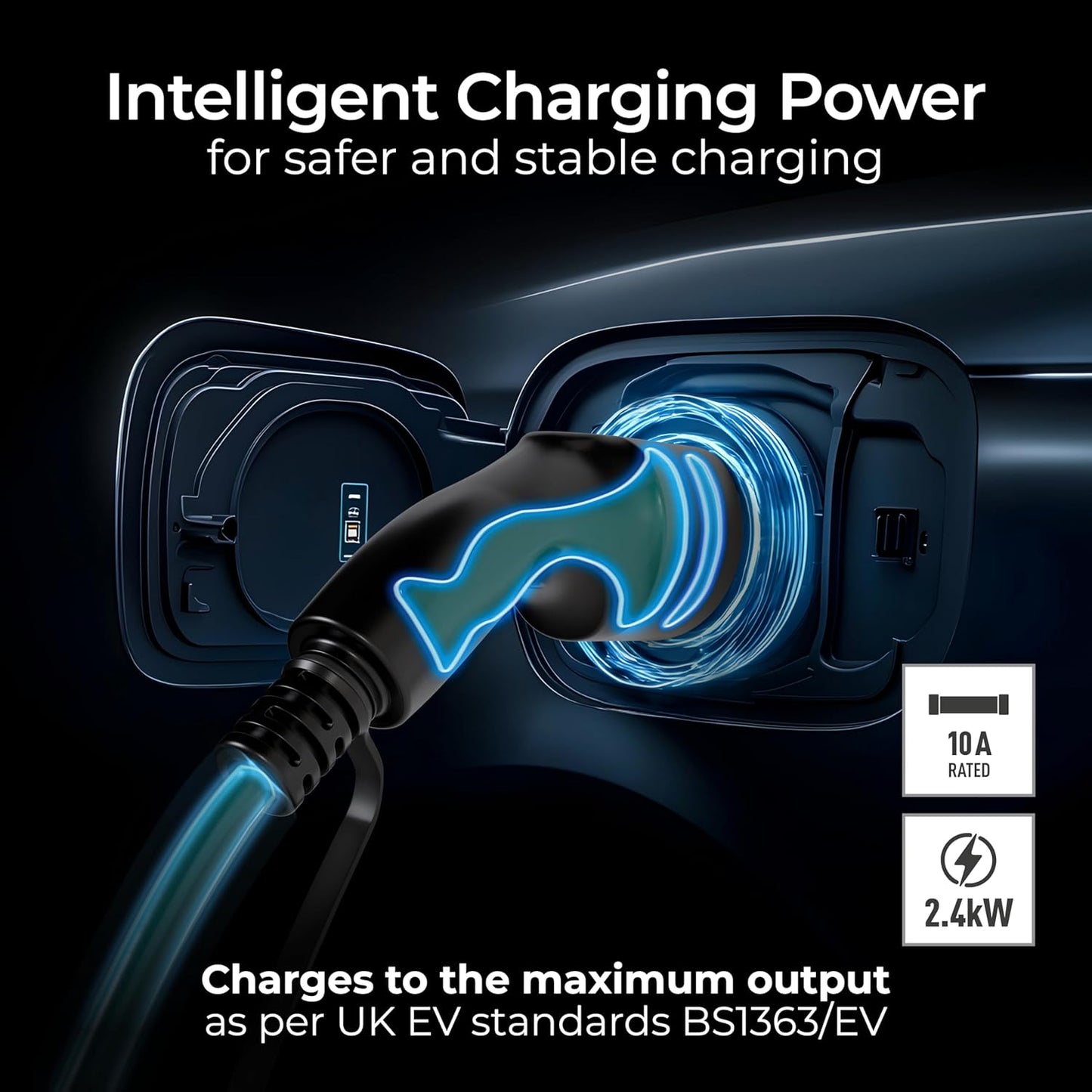 Masterplug EV Charger Cable 5m | UK 3-Pin to Type 2 | 2.4kW Mode 2 Mobile Arcade Ltd